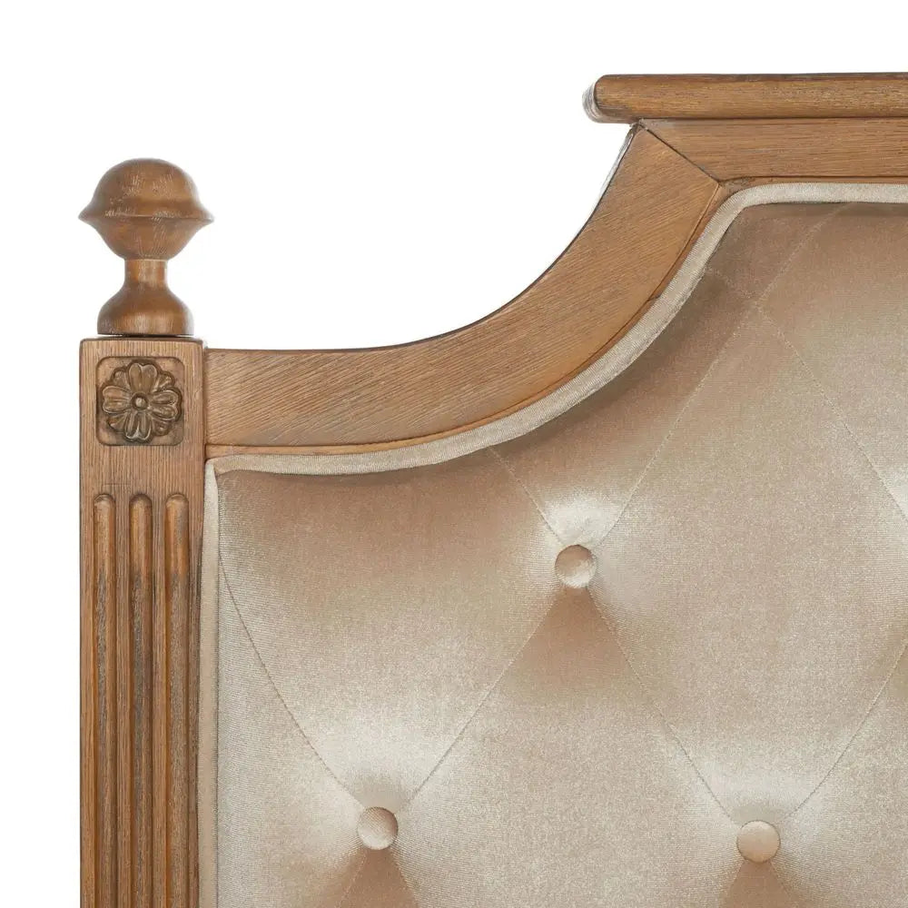 Home Collection Tufted Velvet Rustic Oak and Beige Headboard Queen
