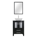 24" Vanity Blue Glass Vessel 2 Drawers Cabinet Soft Closing