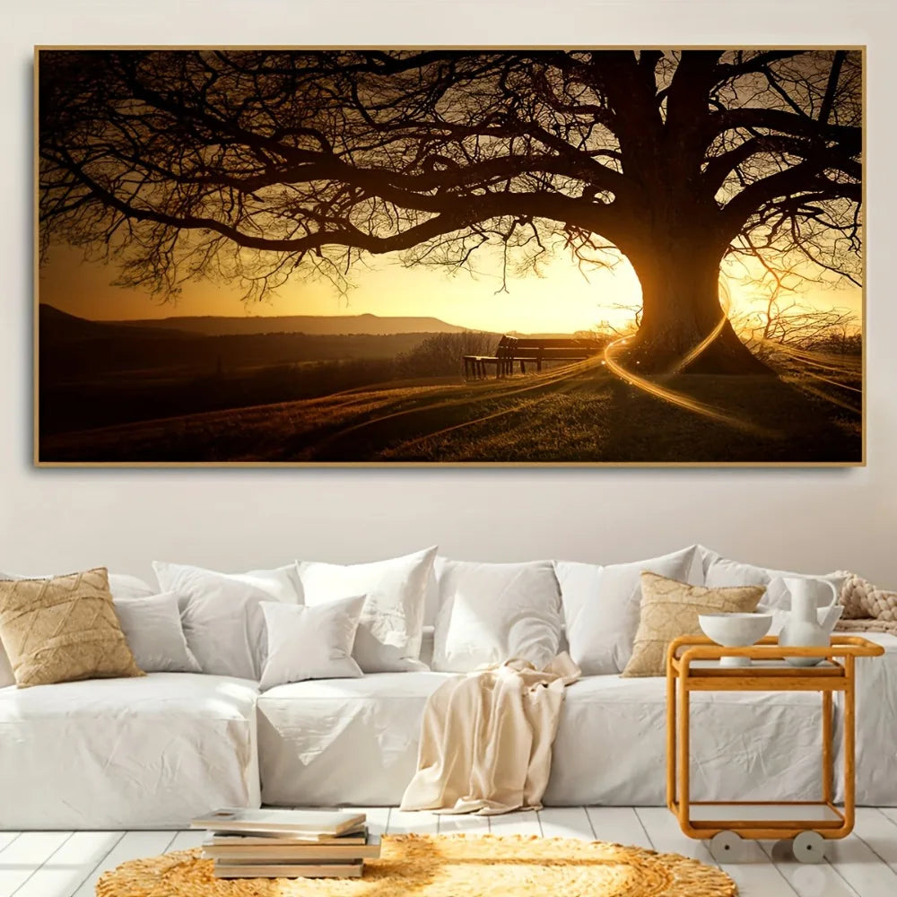 Forest landscape oil painting art print, 1.5" thick pine frame