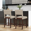 2 - Linen 24.5IN Counter Height Chairs, Hollowed Backs, Rubber Wood Legs
