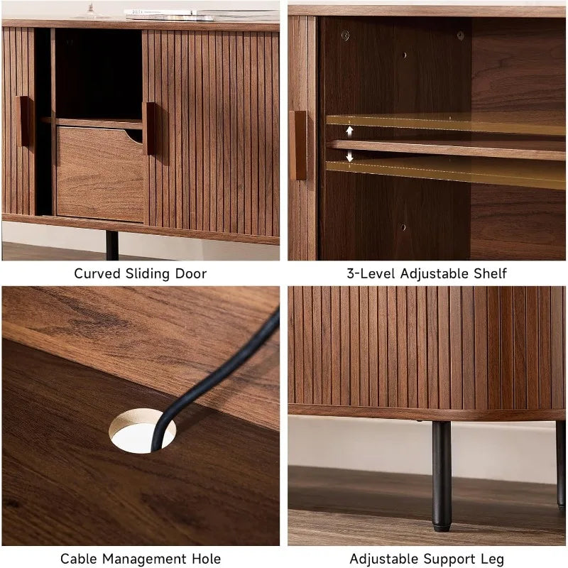 86.6" TV Stand, Power Outlet for TVs up to 90",  Storage,  Drawer
