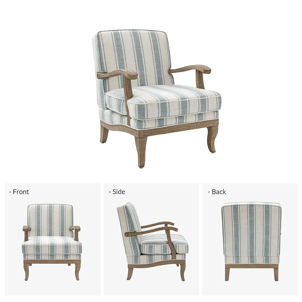 Upholstered Accent Chair with Graceful Curves and Wooden Legs