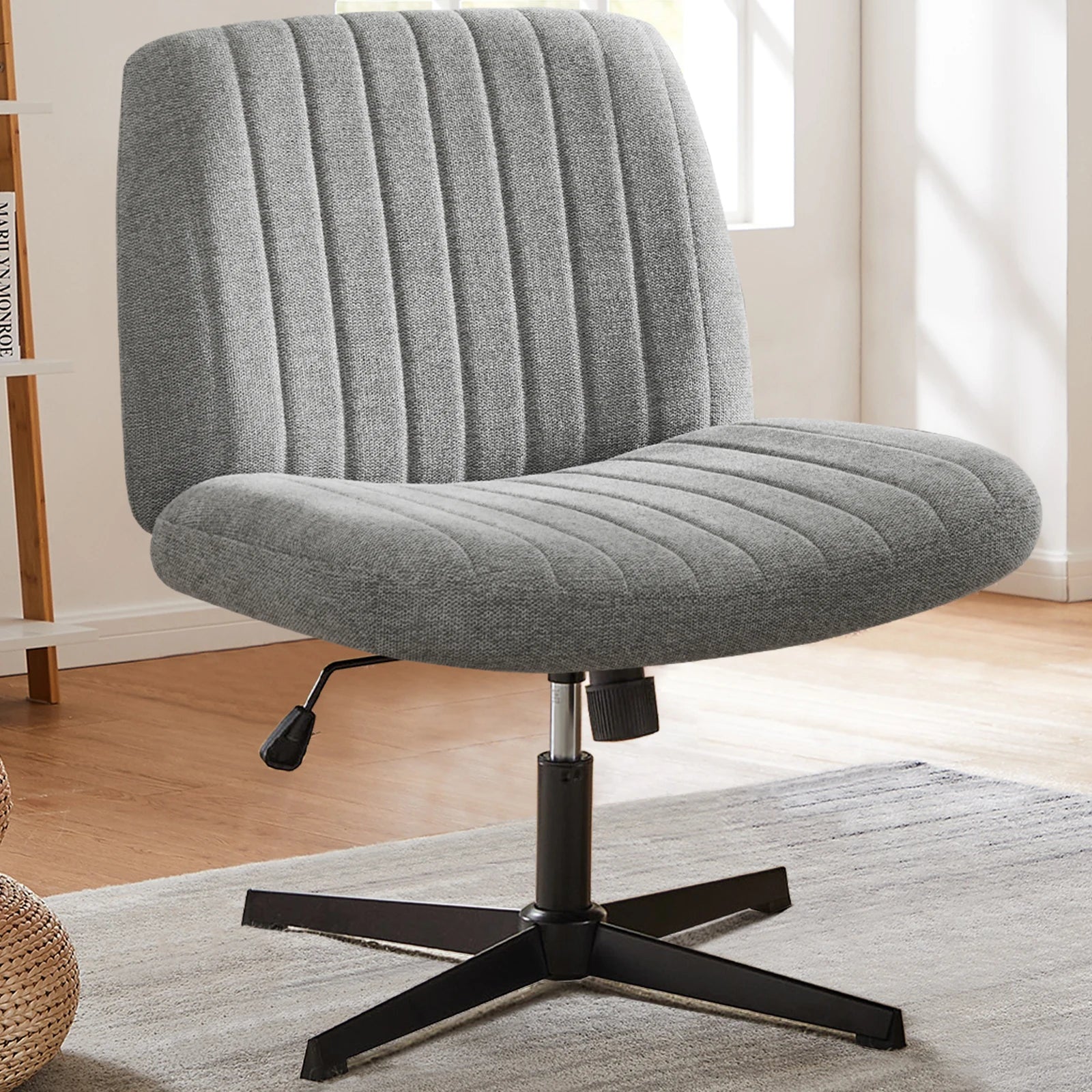 Cross Legged Rocking Gaming Chair Armless Wide Adjustable Swivel
