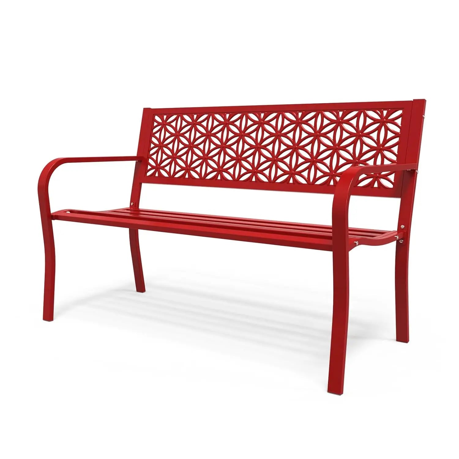50" Metal Garden Bench Floral Back, 800lb Capacity