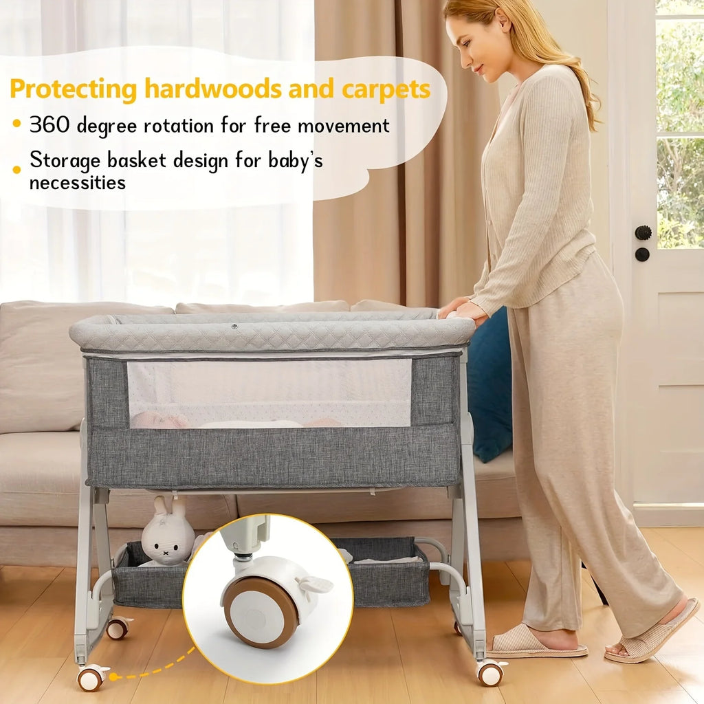 Baby Bassinet, 3-in-1 Bassinet Bedside Sleeper with Wheels