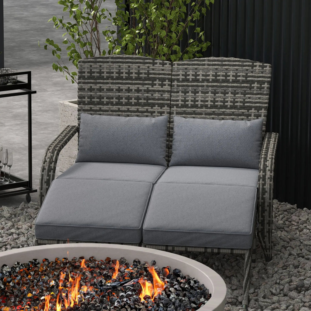 Patio Wicker Adirondack Chair with Cushions, Chair Built for 2