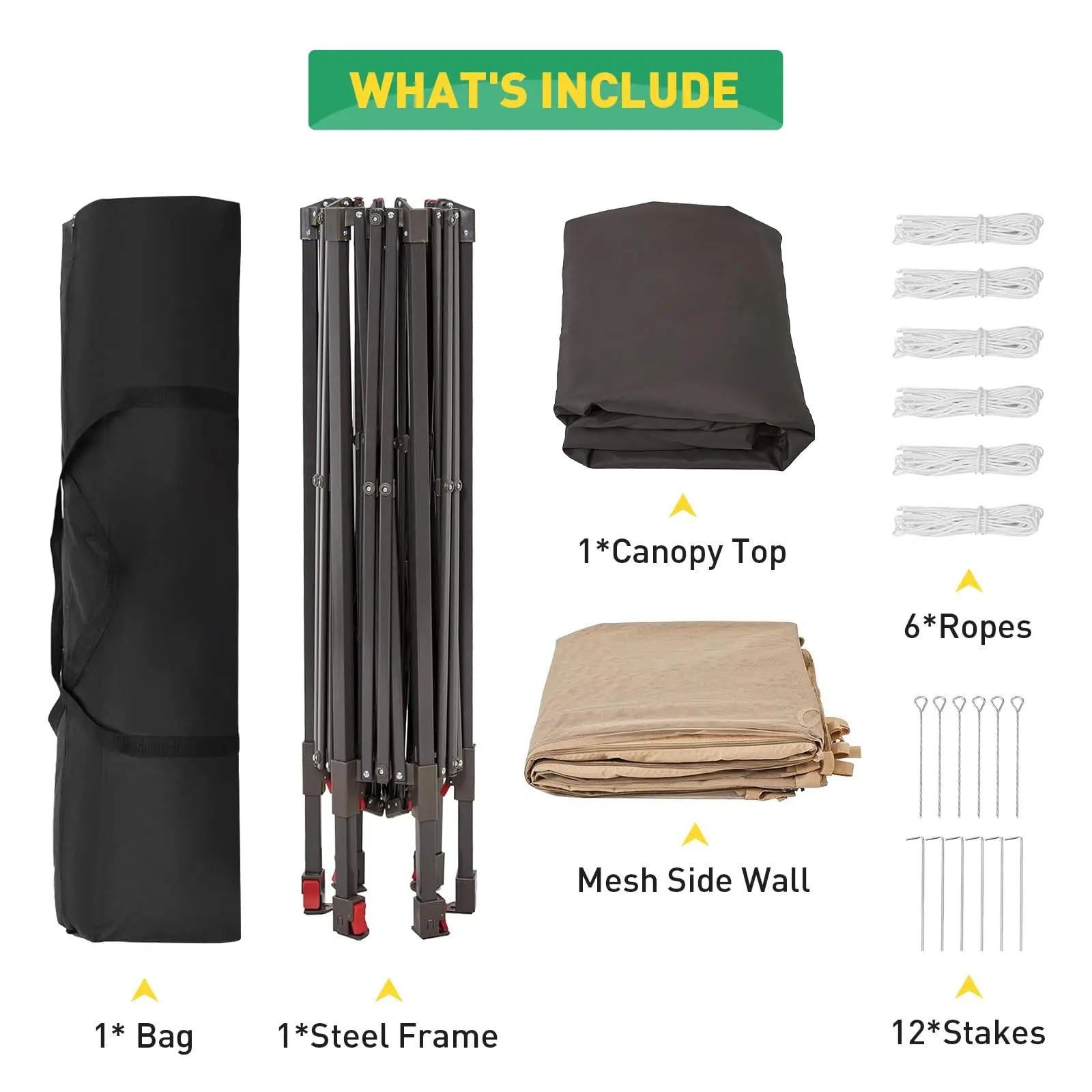 13'x13' Heavy Duty Pop Up Gazebo/Canopy Tent W/Mosquito Netting Double Roof