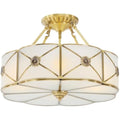 18IN Chandelier 4-Light Flower with Glass Lampshade, White LED Light