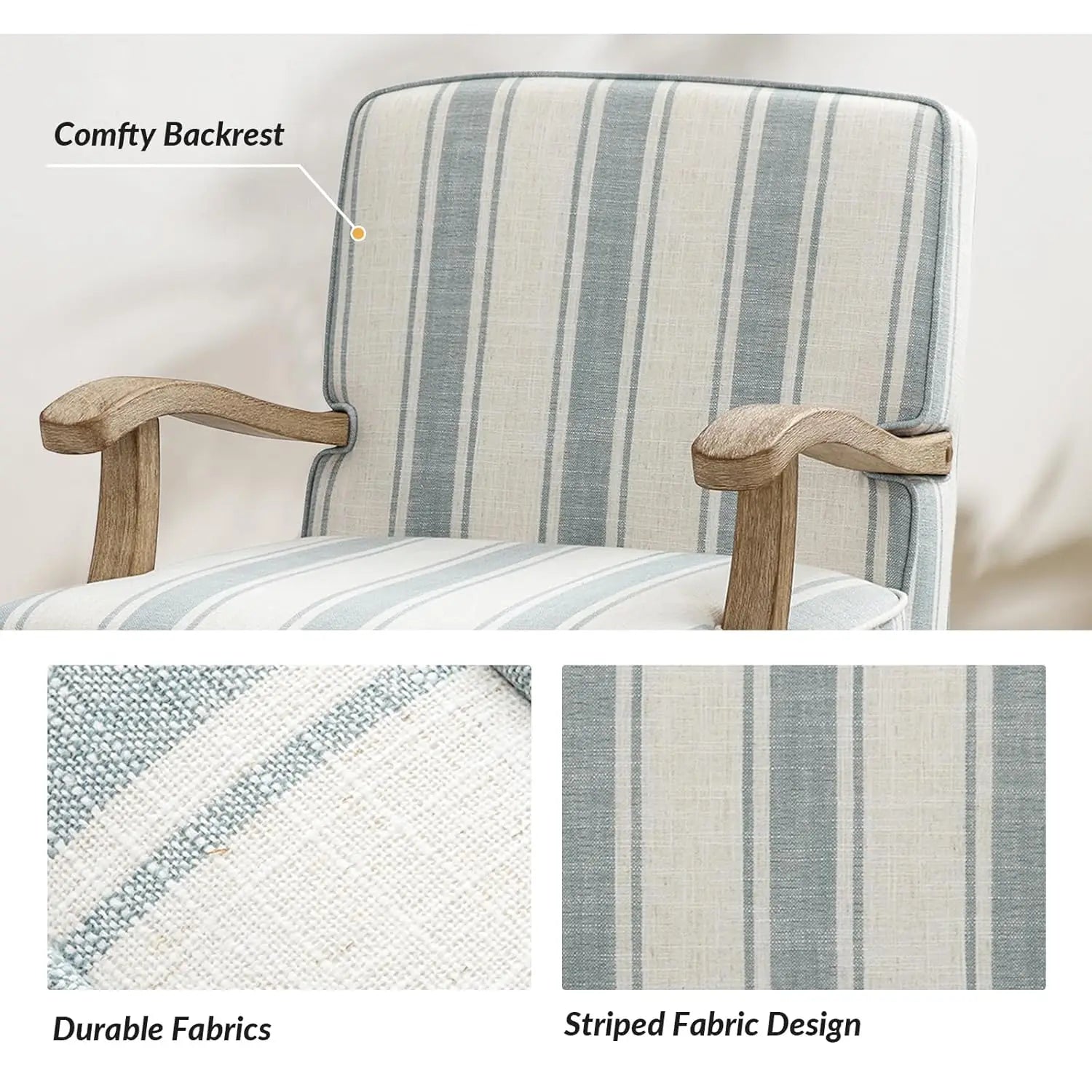Upholstered Accent Chair with Graceful Curves and Wooden Legs