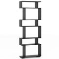 6-tier Storage Bookshelf S-shaped Geometric Bookcase w/ Anti-toppling Kits