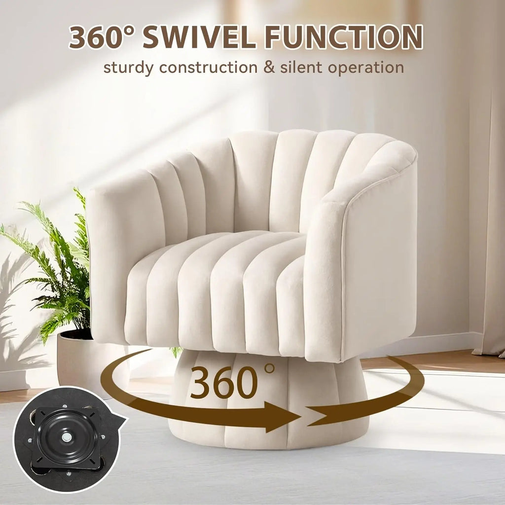 360° Swivel Barrel Chair, Wide Upholstered Velvet Fabric