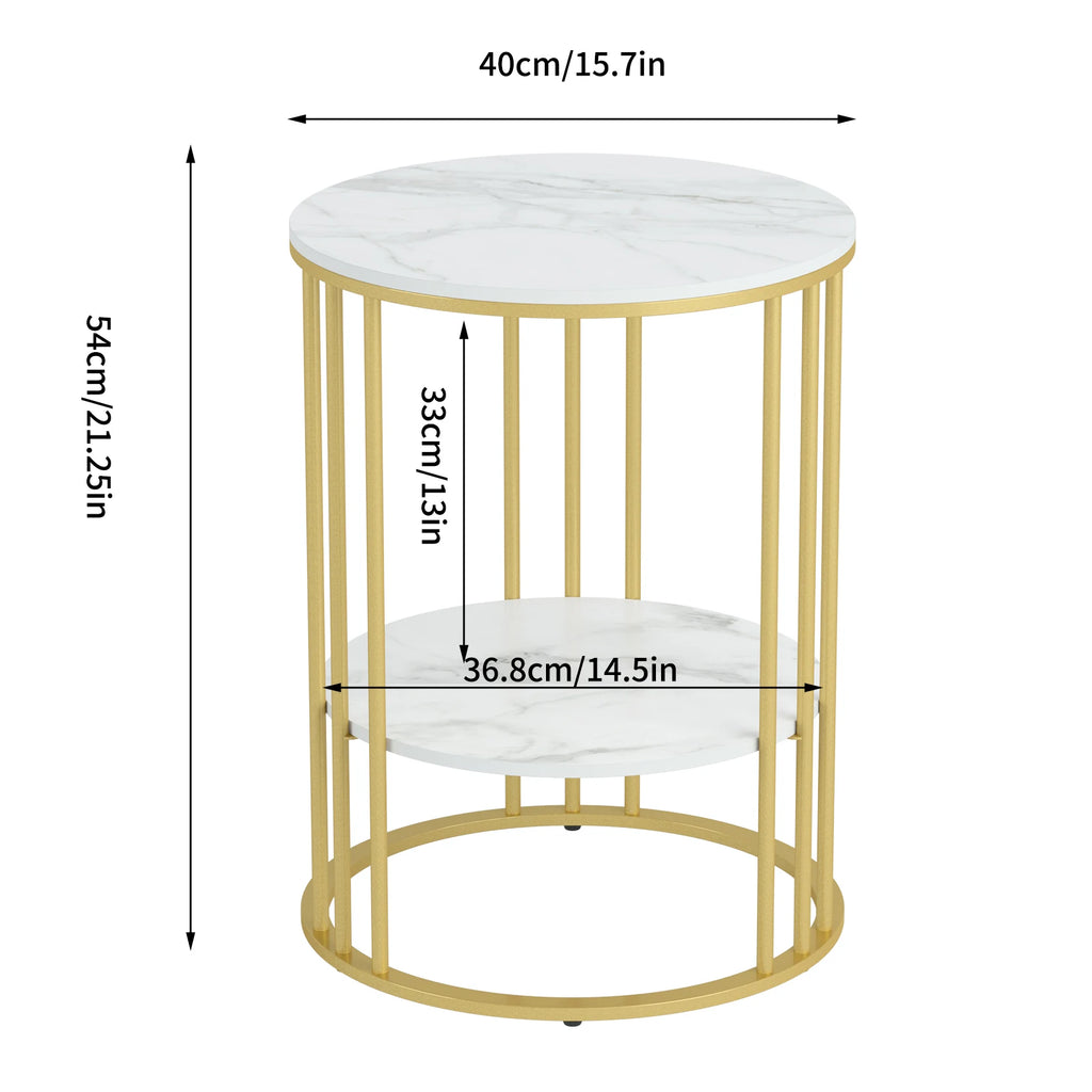 Round Marble Sofa End Side Table, 3 Colors