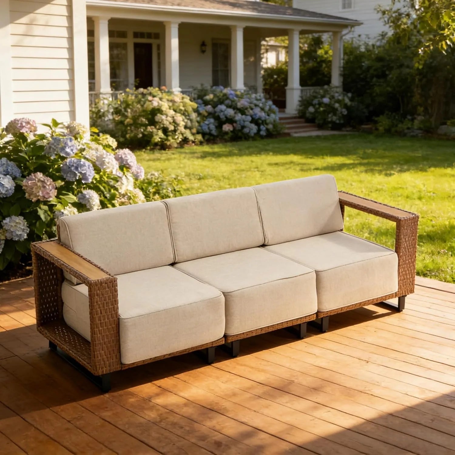 3-Piece All Weather PE Rattan Outdoor Sectional Sofa