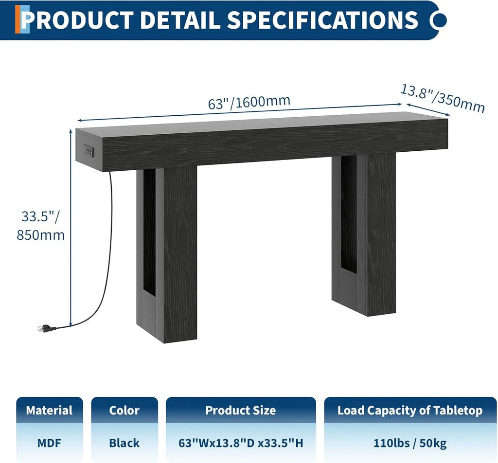 Rustic Console Table Power Outlet