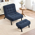 Armless Lounge Chair, Ottoman, Comfortable Padded Seat, Wood Legs