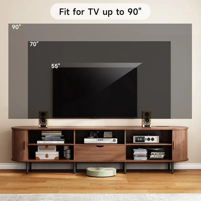 86.6" TV Stand, Power Outlet for TVs up to 90",  Storage,  Drawer