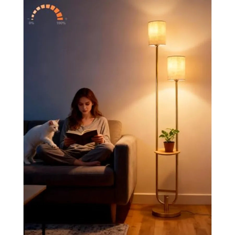 63Inch 2-Light Floor Lamp Dimmable Gold 5Lbs Heavy Base