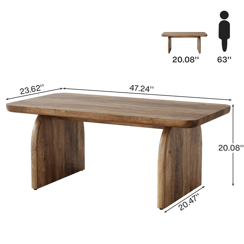 Farmhouse 47.24IN Coffee Table  Engineered Wood Center Sturdy Base