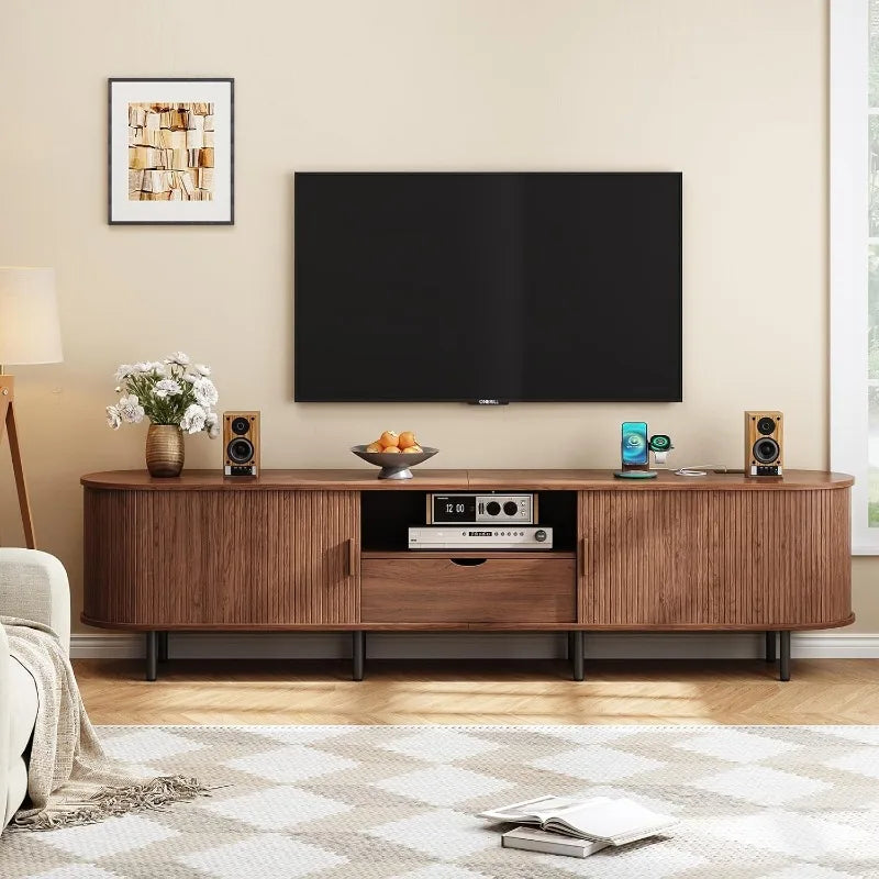 86.6" TV Stand, Power Outlet for TVs up to 90",  Storage,  Drawer