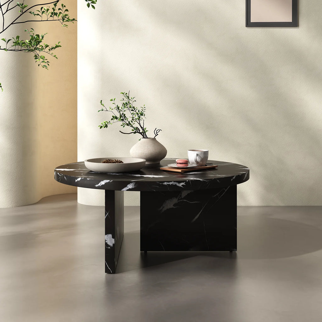 MDF Black/White Round Coffee Table Modern Style, Minimalism, Nordic Flair