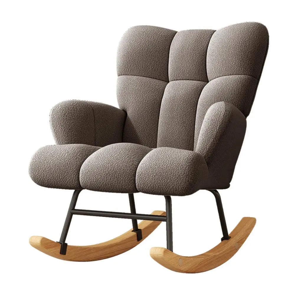 Rocking Chair Leisure Chair, High-Back Armchair with Padded Seat, Velvet Fabric, Solid Wood, Soft-Covered Rocking Chair for Office