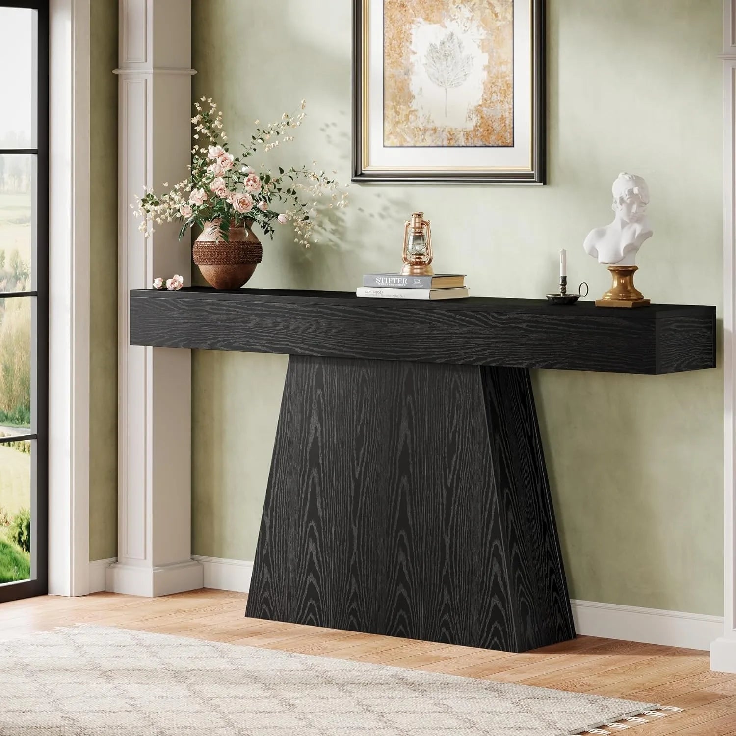63" Black Console Table, Narrow Long Sofa / Behind Couch Table