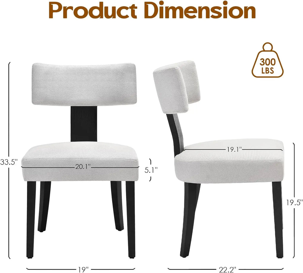 Upholstered Armless 2 Chairs Hardwood Frame Curved Backrest
