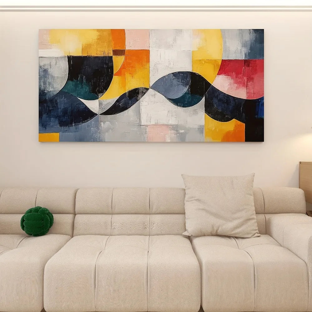 Abstract Canvas Art "Line Dance" Dynamic Geometrics, 1.5 "thick heart pine frame