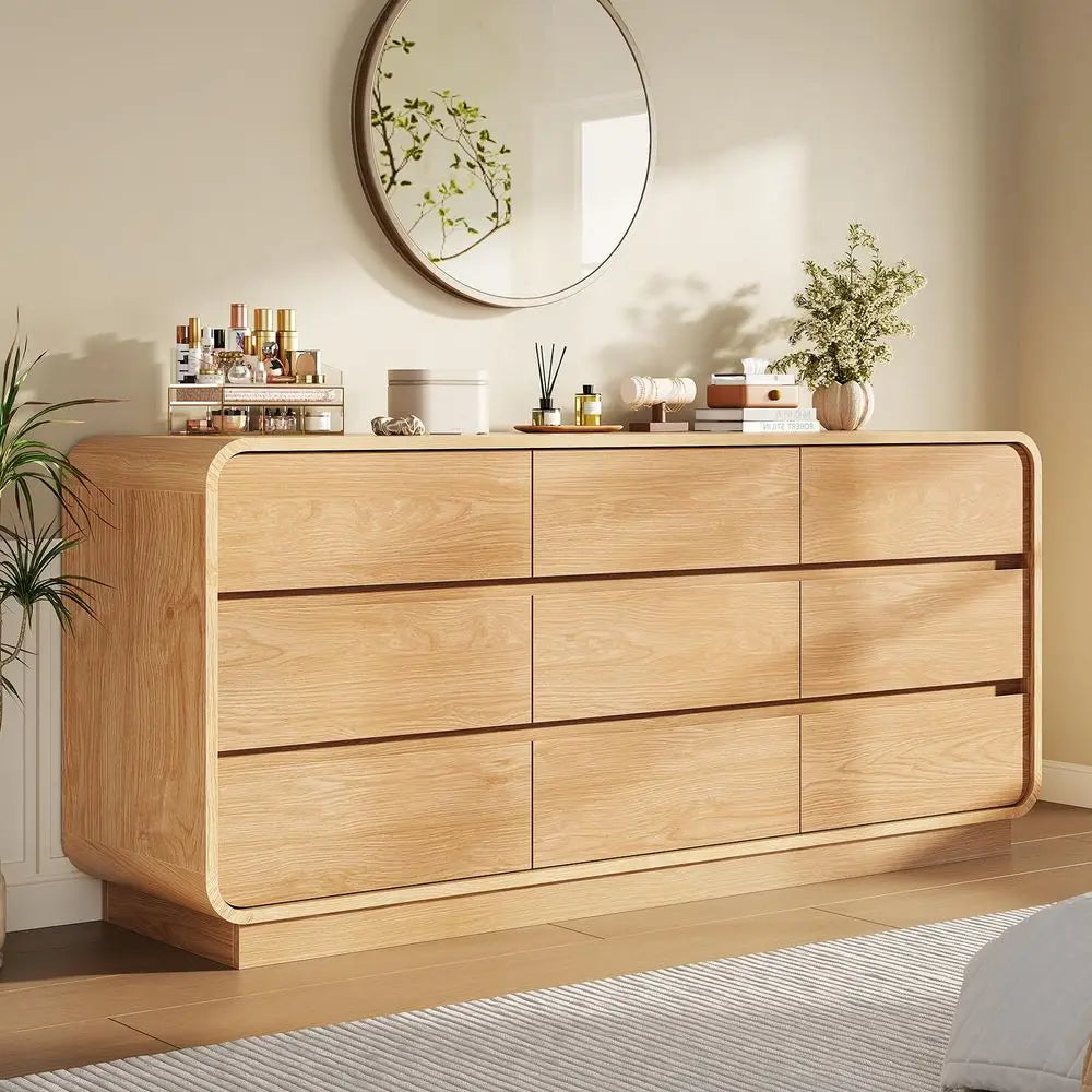 Wooden  9-Drawer 59IN Wide Curved Profile Design
