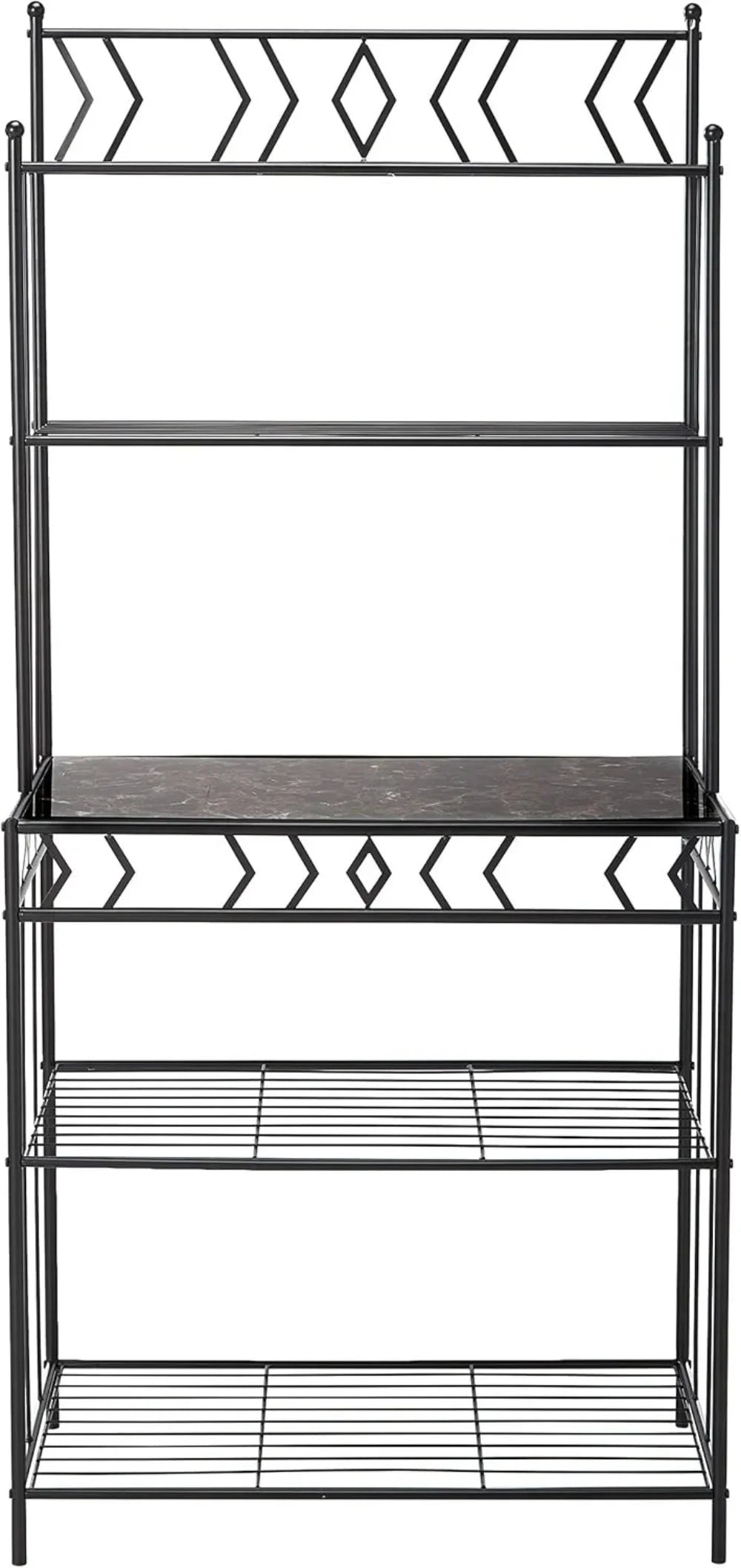 5-Tier Baker's Rack, Microwave Stand, Metal Frame, Marble Finish, 30x16x67in