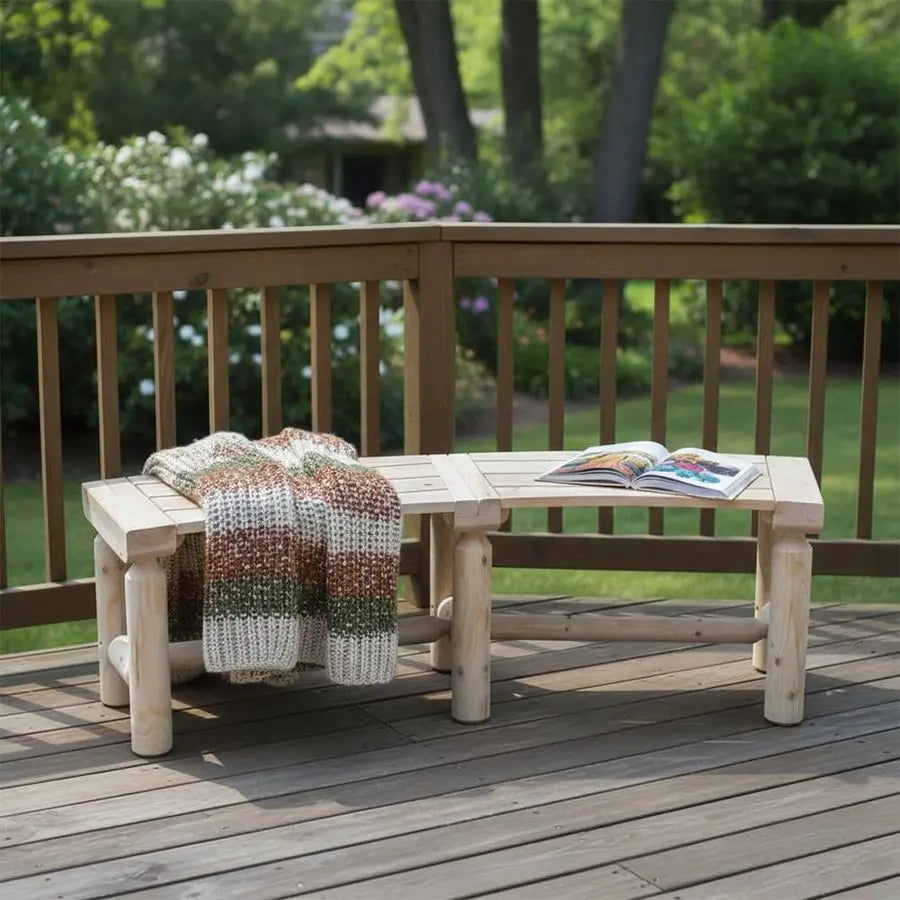 Rustic Log Style Circular Seating 40" Solid Wood Backless Seat