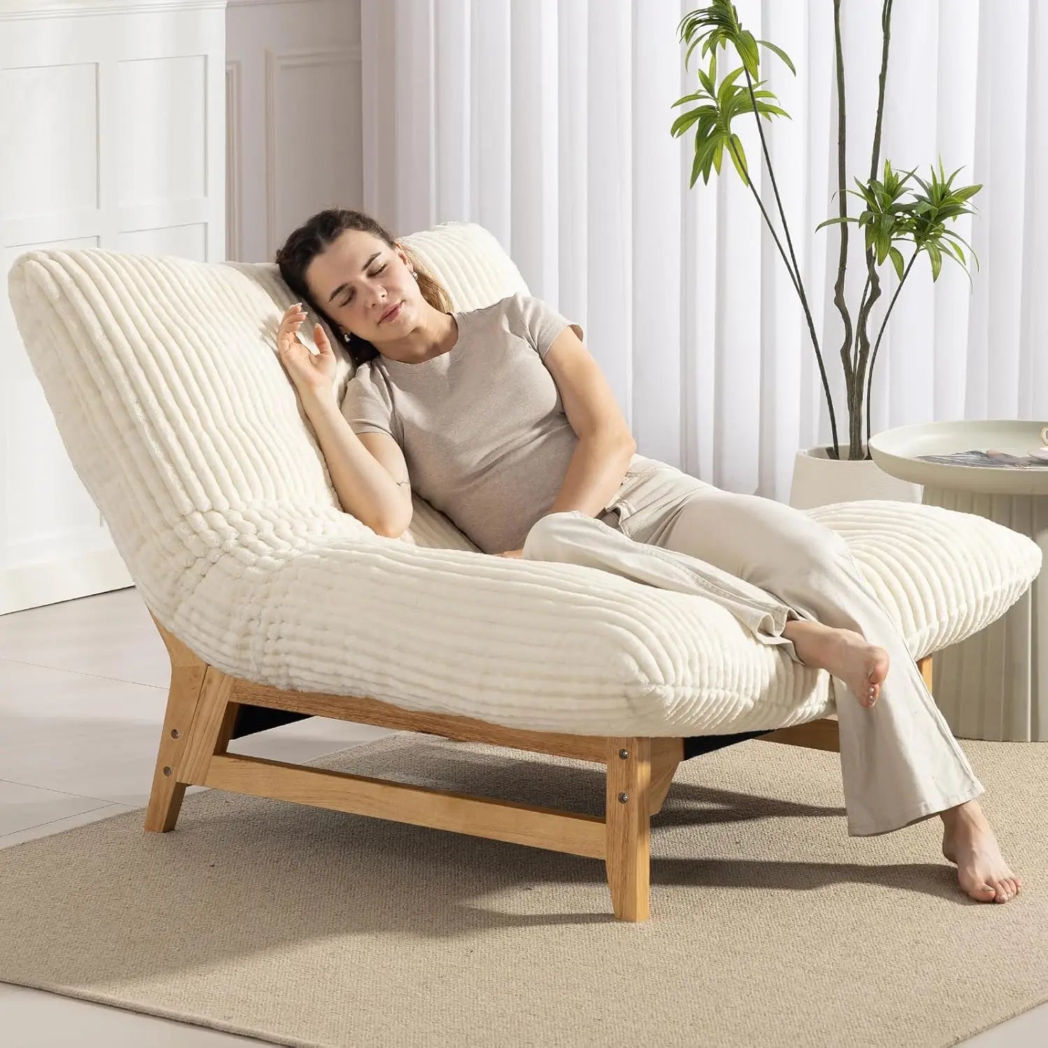 Comfy Giant Bean Bag Cloud Chair with Frame for Oversized Beanbag
