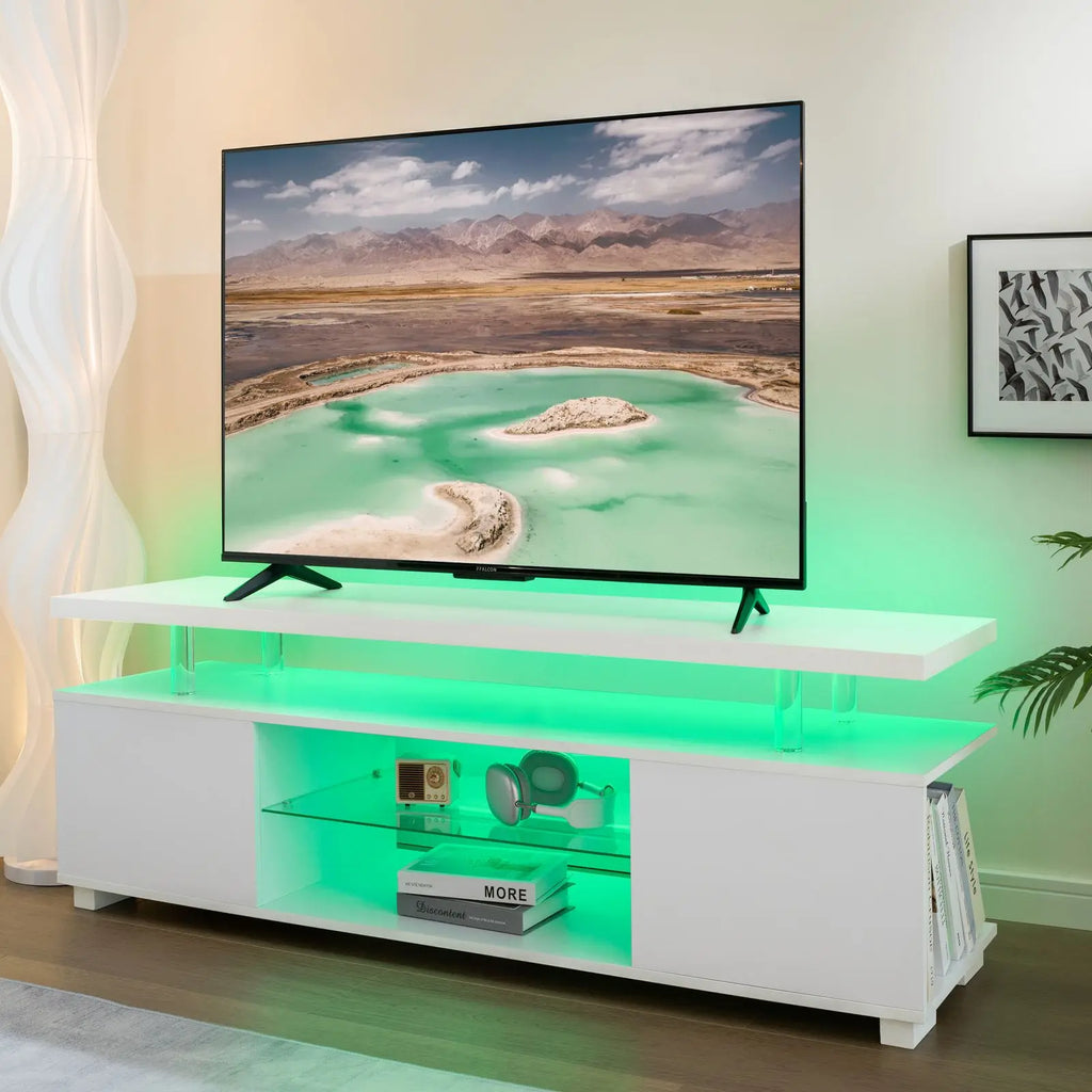 LED Entertainment Center, Gaming Center for 50inch TV, Storage, Shelf