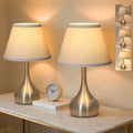 17" Touch Table Lamp Set-of-2, 3-Way Dimmable, Metal w/Linen Shade