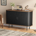 47''w x 32''h fluted sideboard storage console credenza slatted sliding