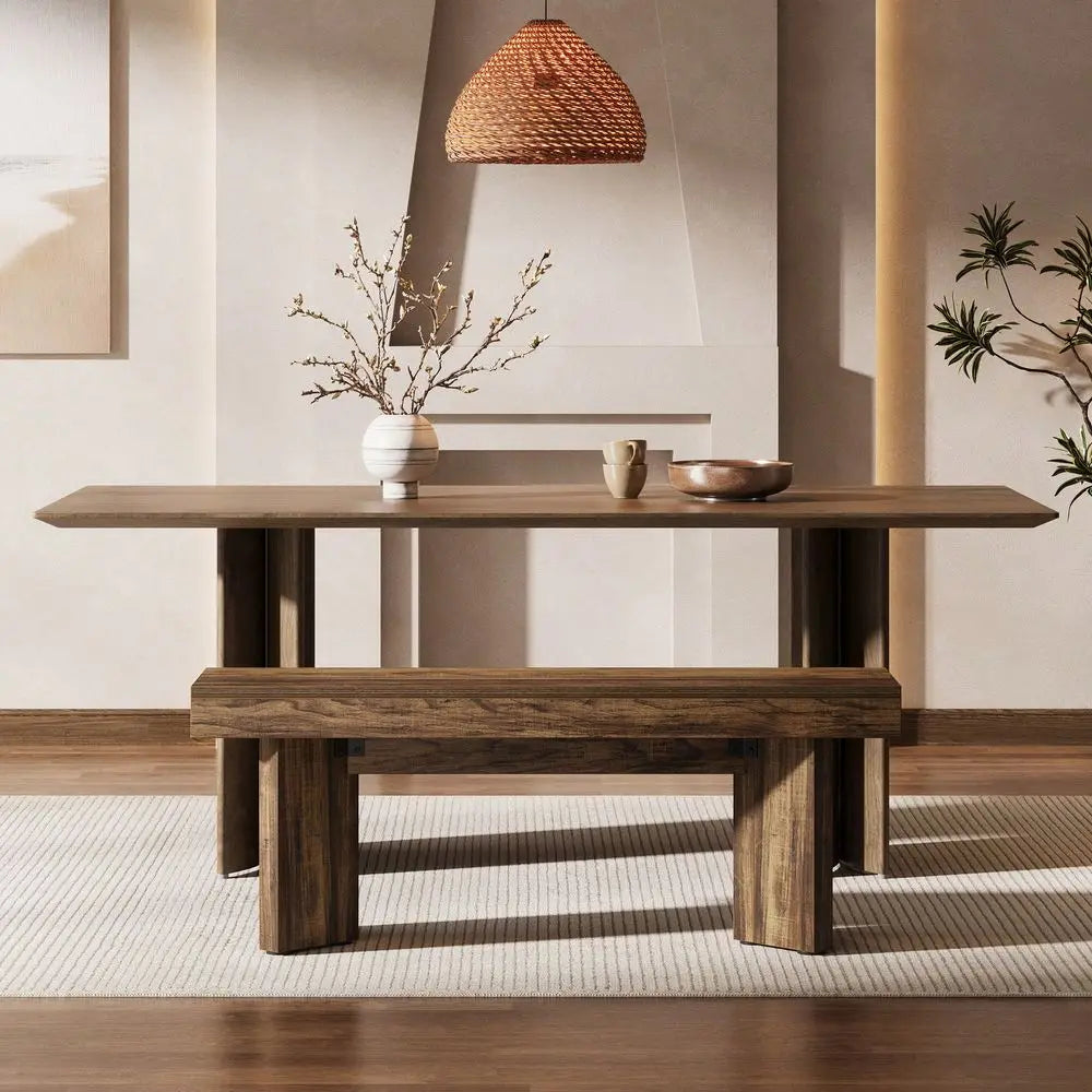 Farmhouse 47IN Wooden Dining Bench, Sturdy Frame