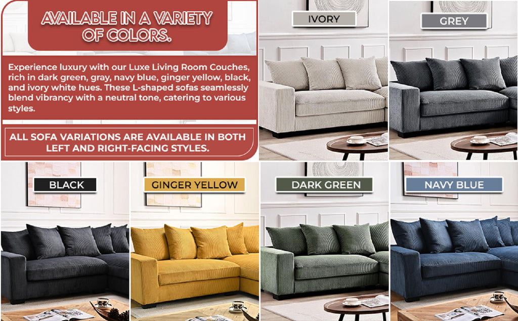 Luxe - Oversized 2-Piece Sectional L-Shaped Sofa Chaise