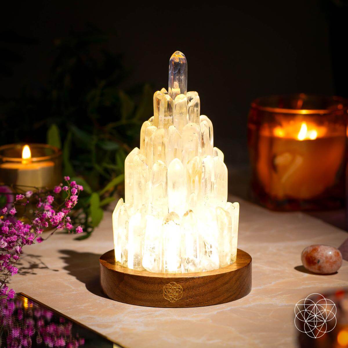 Clear Quartz Manifestation Tower Lamp